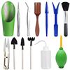 RoseFlower Kit di attrezzi per bonsai, set di 13 mini strumenti per trapianto di piante grasse, kit per la cura dei bonsai, incluso taglialampa, pinzette, vanga, rastrello, strumenti per trapianto