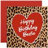 Central 23 Biglietto di compleanno classico con motivo leopardato - Happy Birthday Bestie Leopard - Regali per lei, BFF, sorella, donne, cuore rosso, fornito con divertenti adesivi