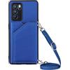 Paekear Custodia con Collana per OPPO Reno 6 Pro 5G con Cordino e Porta Carte, Cover Portafogli di Pelle PU [Antiurto] [AntiGraffio] [Antiscivolo] con Cordino Case con Laccio Tracolla, Blu