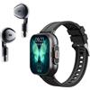 Yanmis Smart in 1 con Auricolari WL, Orologio Fitness con Schermo HD da 2,01 Pollici, Smartwatch Bluetooth 5.3 Multifunzione per Android, Supporto NFC e (Guscio nero (silicone