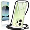 Kilbnom Cover per Xiaomi Redmi Note 14 4G con Cordino, Trasparente Custodia con Laccio Tracolla Cellulare Girocollo Collana Corda Catena Cinghia, Ultra Morbido Silicone TPU Antiurto Case, Nero