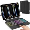 ROOFEI Custodia per tastiera per iPad Pro 11 pollici M4 2024: tastiera magnetica rimovibile con touchpad | illuminazione a 3 zozen-7 colori - Tastiera senza fili tedesca QWERTZ layout per 2024 iPad