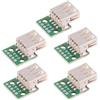 cablecc set da 5 pezzi fai da te OEM USB-A 2.0 femmina con scheda PCB contatto a 5 pin (bocca piatta) tipo di saldatura di montaggio