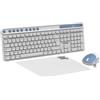 NEWWAY NKMP252 - Tastiera mouse wireless 2,4 GHz, set - AZERTY francese - battito silenzioso, 14 tasti multimediali, mouse leggero 6 pulsanti, tappetino per mouse incluso, lunga durata
