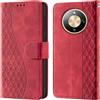 CaseGla Cover per Honor Magic8 Lite PU Pelle Custodia Flip Rojo