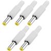 QUARKZMAN 5pci Adattatore Maschio Alimentazione DC, 5.5mm x 2.1mm 1.93 Jack Adattatore Connettore Alimentazione DC per Sostituzione Riparazione Cavo DC, Bianco