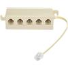 xiwai RJ11 Splitter per linea telefonica, presa da 1 a 5 vie, spine RJ12 6P4C, adattatore di linea modulare per jack telefonico, beige, 1 ingresso 5 uscite