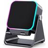 PEKJDS 5-in-1 Wireless Induction Bluetooth Speaker con Supporto Telefono Regolabile, Luce Ambiente RGB, Sensing Playback Desk Speaker, Regalo per Uomini e Donne (Black)