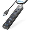 atolla 7 porte in alluminio Hub USB 3.0 con cavo 100 cm, dissipazione del calore rapida per PC desktop. Multiporta USB Hub con USB 3.0 5 Gbps, 5 V 3 A Type-C per Laptop, MacBook, Mouse, Tastiere, Hard Disk