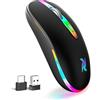 BAMCOO Mouse Wireless LED Mouse Silenzioso Sottile wirelessmouse Ricaricabile per Computer 2.4G mouse senza fili per Laptop, MacBook, iPad, Chromebook, con Ricevitore USB e Tipo C (Nero-2)