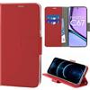 N NEWTOP Cover Compatibile con Realme C67 4G, HQ Lateral Custodia Libro Flip Chiusura Magnetica Portafoglio Simil Pelle Stand Protezione Completa Case TPU Anti Urto Guscio Base Porta (Rosso)