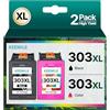 KEENKLE 303 XL Cartucce Sostituzione per HP 303 XL Nero e Colore per HP 303XL per HP Envy Photo 6230 6232 6220 7830 7130 7134 6234 6222 6255 6258 6552 7120 7800 7900 Tango X (Nero Tri-Colore, 2-Pack)