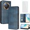 OUEAYIEN Cover per Honor Magic7 Lite 5G/X9C 5G Custodia a Libro con Vetro Temperato Blocco RFID Antiurto Pelle Portafoglio Porta Carte Vintage Flip Custodia per Honor Magic 7 Lite HonorX9C 5G Blu