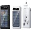 AKIZA Power bank solare da 20000mAh con Doppia Modalità di Ricarica Perfetto per Campeggio Viaggi Escursioni Ricarica Rapida 3.0A 2 Lightning 1 Micro USB 1 USB-C Entrata USB torcia LED
