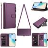 Tivenfezk Crossbody Portafoglio Cerniera Custodia per Honor 70,con 9 Slot per Schede Borsa con Spallina Tasca Magnetico PU Pelle Flip Collo Cordino Cover
