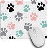 IBILIU Tappetino per mouse con impronte di zampe di cane, colorato, rettangolare, base in gomma antiscivolo, tappetino per mouse per computer portatile, ufficio, casa, 20 x 18 cm