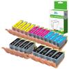 InkJello Compatibile inchiostro Cartuccia Sostituzione Per Canon Pixma iP3600 iP4600 iP4700 MP540 MP550 MP560 MP620 MP630 MP640 MP980 MP990 PGI-520 CLI-521 (BK, C, M, Y, 20 Pack)