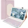 HLTOOP Custodia con Tastiera per Tablet Google Pixel 11 2023, Tastiera Wireless Staccabile con Retroilluminazione A 7 Colori E Portapenne, Custodia in Pelle PU,Rosa