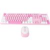 Tosuny Combinazione Tastiera e Mouse Wireless, Tastiera per Computer a 104 Tasti e Mouse Ottico a 4 Tasti, Ricevitore USB 2.4G, modalità Sospensione Intelligente, Ergonomica per (Rosa)