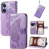 JIUNINE Cover per OPPO A40 4G / OPPO A40M / OPPO A60 5G, Custodia Interno TPU Antiurto Portafoglio con Disegni di Farfalla [Carta Fessura] [Supporto Stand] Cover Libro in PU Pelle, Viola