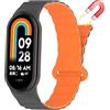 Niboow Cinturino Magnetico Silicone per Xiaomi Smart Band 10/9 / 8, [Silicone, Resistenti ai Graffi e All'usura] Cinturini per Xiaomi Mi Band 10/9 / 8 - Grigio Arancione