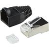 Faconet 20 spine di rete RJ45 a crimpare CAT 6 STP con supporto per l'infilatura e protezione antitorsione schermata in nero, connettori a crimpare, connettore LAN, cavo patch CAT6