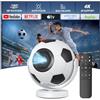 Astarama [Proiettore di Calcio] Mini Proiettore Portatile con WiFi 6 Bluetooth 5.4,Android 14, Support 4K,Auto Keystone,Rotabile 180°. Videoproiettore Compatibile con iOS/Android/PC