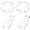 Rombica [Certificato Apple MFi] Caricatore rapido per iPhone 14 e cavo di ricarica, Rombica 4 Pack 25 W USB-C Alimentatore di rete Type-C con cavo Lightning da 2 m Type-C a cavo Lightning per iPhone 14 13 12