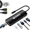 Guermok Scheda di acquisizione USB-C 6 in 1 HDMI Hub 4K @60 uscita HDMI, PD 3.0, 1000 Mbps Ethernet, USB-A 3.0, per console palmare e switch 2 dock per laptop/tablet/TV/display portatili (nero)