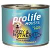 Generico Prolife Umido Cane Mousse Puppy Starter, Baby Mother, 6x200gr, alimento completo per cani cuccioli di tutte le taglie dalla terza settimana, gusto Maiale e Pollo | 6 scatolette da 200 grammi l'una.