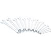 Vigor Set di chiavi combinate V7740/15, 15 pezzi, versione lunga, sfalsamento di 15 gradi, 6-22 mm, profilo esagonale esterno e doppio esagono, cromato e lucidato'.