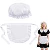 Cosysparks Maid Costume per Ragazze, 2 Pezzi Maid Dress Bianco con Cameriera Mezzo Grembiule e Cappello Bambini Fantasia Abito Costumi per la Cucina Festa Favorisce Halloween Cosplay