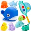 KDISHKRA 13 Pezzi Giochi Bagnetto per Bambini 1 2 3 4 Anni, Giocattoli da Bagno Galleggianti a Forma di Animali Marini, Reti da pesca, Palle oceaniche, Giochi Acqua Neonato, Giochi Vasca da Bagno