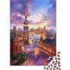 JQZKXNHPBR Piazza Cittadina Puzzle 1000 Pezzi per Adulti Tramonto Set Puzzle 1000 Pezzi Relax Decorazione Casa 52x38cm/1000pcs