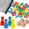 FAYAHAR 64 Pezzi Pedine Gioco Tavolo, Pedine Multicolori con 4 Pezzi Dadi e Borsa, Figure Gioco in Legno per Giochi da Tavolo, per Feste di Compleanno, Campeggio e Riunioni di Famiglia (4 Colori)