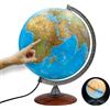 ORBIT GLOBES & MAPS Globo Luminoso, mappamondo, cartografia a Doppia Effetto, Fisica e Politica, Italiano, con Base in Legno, Lampadina a LED