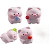 Sikweny Set di quattro mini ornamenti maiali portafortuna rosa, portafortuna di Capodanno, mini decorazioni maiali in resina stile cartone animato adatto per la decorazione della tavola