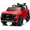 RIRICAR Macchina elettrica per bambini 12V FORD Ranger, rosso, sedile in pelle, telecomando 2,4 GHz, ingresso Bluetooth/USB, 2 x 30 W, licenza ORIGINALE