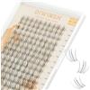 DIWINSH Ciglia Finte Ciuffett 140 pezzi D Curl 10-14 mm Mix Naturali Ciglia Finte Ciuffetti with Banda Trasparente DIY Individual Eyelashes Extensions a casa (ME-10-14 mm)