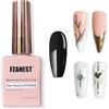 FZANEST Black Gel Polish Top Base Coat for Chrome Nail Powder, Hema-Free 3 in 1 One Step Gel Polish Soak Off LED UV Nail Art Starter Manicure 15 ml