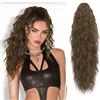 RUWISS Coda Capelli Extension con Pinza - Coda Finta Capelli Ricci Ondulati 65 cm Extension Capelli Coda Lunga Sintetici Coda di Cavallo per Donne, Marrone Muschio