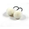 Blausky 5 elastici per capelli con pompon da donna, con pompon da 5 cm, per coda di cavallo, trecce sottili, colore beige