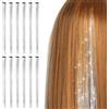 Bighan 12 Pezzi Hair Extensions, Fili Glitter Capelli Scintillio Resistente, Colorate Estensioni dei Arcobaleno per Capelli Colorati Festa Ragazze, Donne, Argento