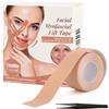 WOKICOR Face Tape Viso Lifting Kinesio Tape Viso Tapes Kinesiologico Cerotti Antirughe Cerotti Lifting Visos Rotolo 2,5 cm x 5 m con Pinzetta di Precisione per Fronte Mandibola Collo e Face Taping Visos