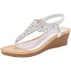 Uwdiohq Sandali Da Donna Nuovi Estivi Comodi E Alla Retrò Stile Etnico Leggero Spiaggia Vacanza Tacco Elastico Fondo Spesso Zeppa Casual Argento Plateau (Gold, 41) Ciabatte Scarpe Estive Comode