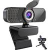 Kemeiv Webcam USB 1080P con doppio microfono e copertura per la privacy, autofocus plug-and-play, grandangolo, luce bassa, clip regolabile e treppiede da 1/4, per Zoom/Teams/Google Meet/OBS su