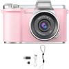 KIMISS Videocamera Digitale Portatile da 48 MP 1080P, Zoom 8X Messa a Fuoco Automatica Antivibrazione Schermo Ribaltabile da 2,4 Pollici, Funzione Webcam Flash Incorporata Ricarica USB (PINK)