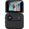 Felicafie Action Camera 4K con schermo a libro, video registratore panoramico HD a 360° per ciclismo e paracadutismo, compatibile con montaggio sul petto, ricarica di tipo C, batteria a lunga durata (nero)