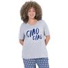 Ulla Popken Ciao Ciao Ciao Classic Girocollo Maglia Mezza Manica Ciao Ciao Classic Girocollo Mezza Manica, Grigio Chiaro mélange, 48/50 IT