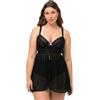 Ulla Popken Babydoll, Softcups, Frontclosure, Velvet Camicia da Notte, Nero, 5°B Donna
